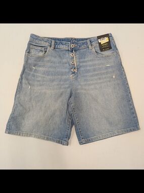 Art Class Girls Denim Shorts Size XXL 16-18 Button Fly Distressed Jean Shorts